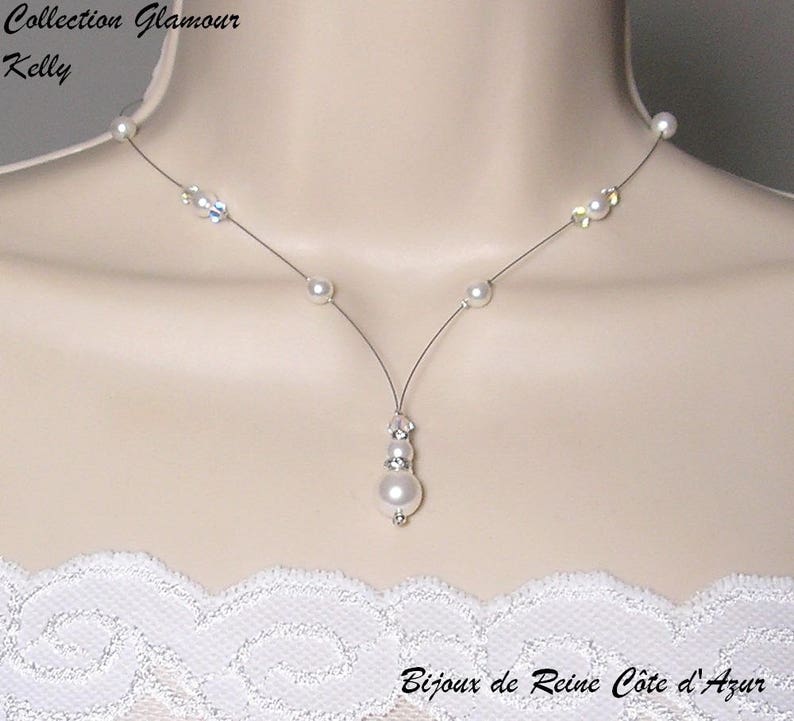 Parure mariage Swarovski Collection Glamour Collier Kelly et boucles MARIAGE CEREMONIE Bijoux mariage, parure perles, mariée, mariage image 2