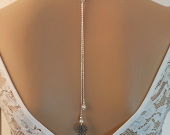 Bijou de dos, Collection Classica Mayia, bijou de dos collier de mariée, bijou de dos chaine, bijou de mariée, chaine de dos, bijoux mariage