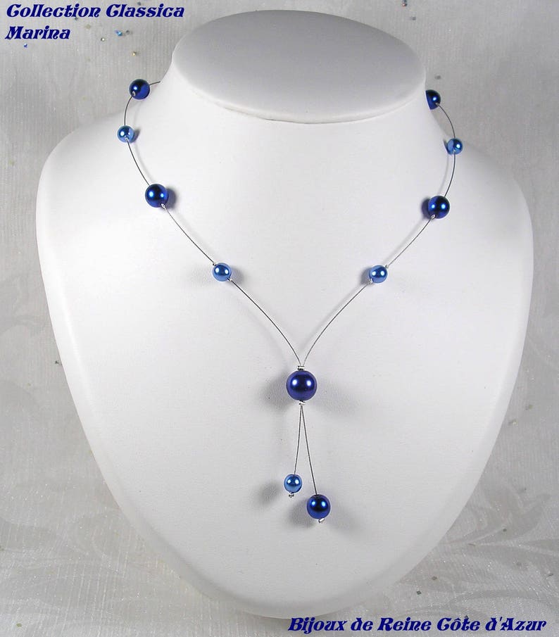 Blue wedding set, dark royal blue and blue wedding set Classica Collection Marina necklace wedding necklace bridal jewelry image 3