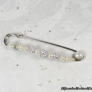 Pearl train fastener- Romantica Catalina Collection -Light ivory train clip and rhinestone ball, wedding dress
