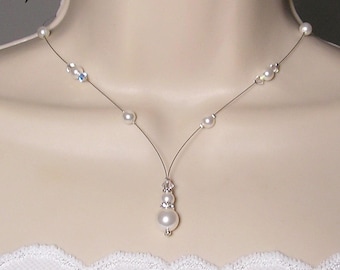Collier mariage Swarovski - Collection Glamour - Collier Kelly - MARIAGE CEREMONIE collier mariage perles, bijoux mariage, robe de mariée