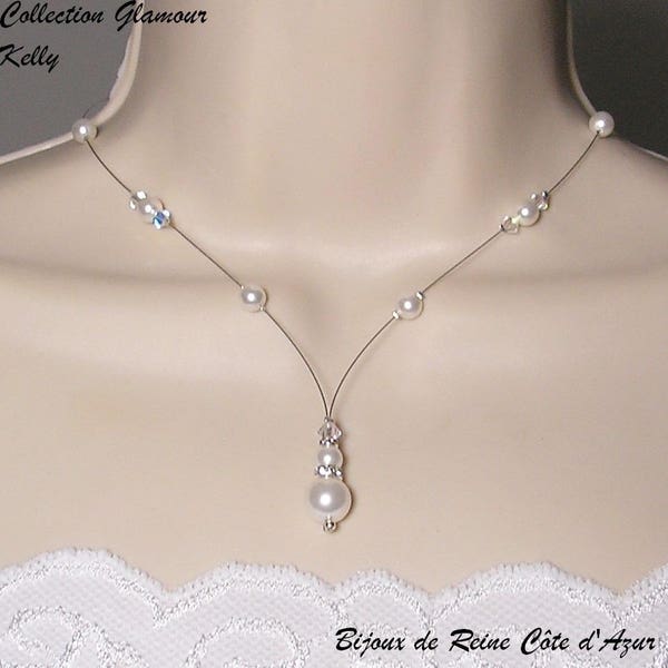 Swarovski wedding necklace - Glamour Collection - Kelly necklace - WEDDING CEREMONIE wedding necklace pearls, wedding jewelry, wedding dress