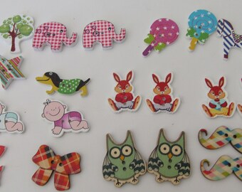 10 bois perroquet boutons fabrication carte scrap booking sewing craft embellissement