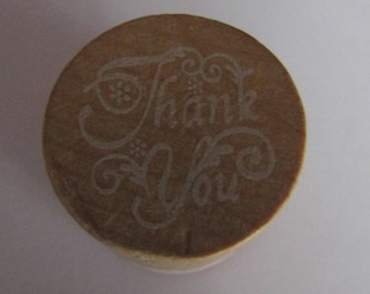 wooden, scrapbooking, card making, "thank you" stamp