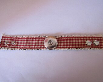 fabric bracelet, gingham red for pressure 30mm