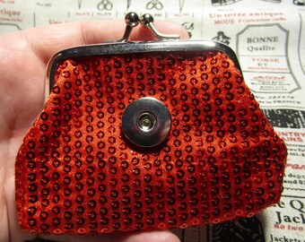 red glittered purse for snap 18 / 20mm