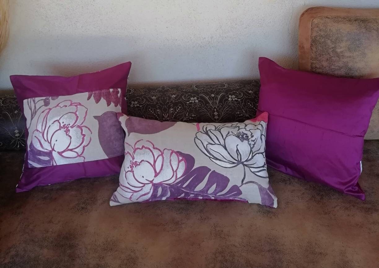 Lot de 3 Coussins La Vie en Rose Dehoussable avec Les Intérieurs Lavable Machine Sont Des Pièces Uni