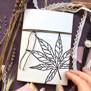Taccuino fatto a mano in carta riciclata, quaderno stampato e rilegato a mano, regalo ecosostenibile, "foglie d'Acero"