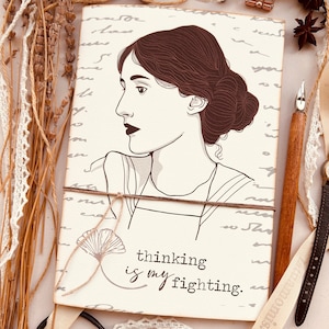 Virginia Woolf, quaderno fatto a mano in carta riciclata, quaderno artigianale in carta kraft, regalo per scrittori, regalo per lei
