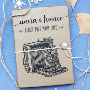 Album fotografico personalizzato, album fotografico fatto a mano in carta riciclata, album per foto stampato a mano, regalo per coppia