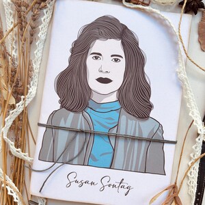 Susan Sontag quaderno fatto a mano in carta riciclata, quaderno artigianale con ritratto, regalo per lei, regalo per filosofe