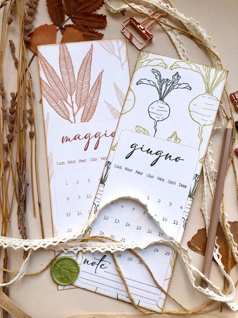 Handmade 2023 calendar with recycled paper handmade botanical image 5