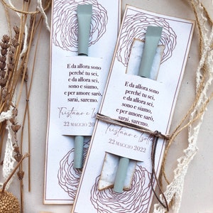 Bomboniera nozze ecologica personalizzata, bomboniera con penna in carta riciclata e tag in carta piantabile, bomboniera ecowedding