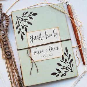 Guestbook fatto a mano in carta riciclata, libro degli ospiti per nozze stampato a mano ed ecosostenibile, guestbook personalizzato immagine 3