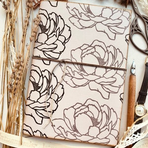 Quaderno in carta riciclata, quaderno sostenibile con peonie, regalo per amanti della scrittura, regalo per lei