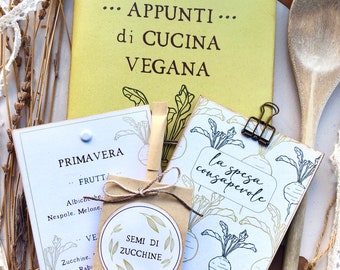 Handmade eco box for vegans, handmade vegan recipes book with recycled paper, handmade gift for vegans, gift for her