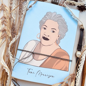 Toni Morrison quaderno fatto a mano in carta riciclata, quaderno artigianale ecosostenibile con ritratto, regalo per lei, regalo per lettori