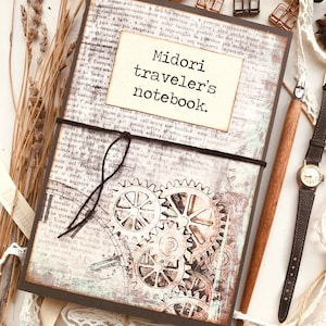 Midori traveler's notebook fatto a mano in carta riciclata, diario di viaggio personalizzato fatto a mano in carta riciclata, regalo per lui
