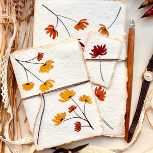Set di cartoleria artigianale dipinto a mano, set di quaderni handmade in carta fatta a mano, regalo per lei