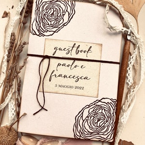 Guestbook nozze fatto a mano in carta riciclata, libro degli ospiti stampato a mano in carta riciclata, guestbook per ecowedding