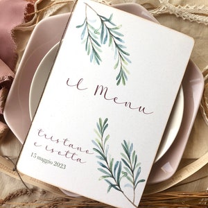 Menu per matrimonio fatto a mano in carta riciclata, menu per nozze ecosostenibili fatto a mano in carta riciclata, menu nozze vegano