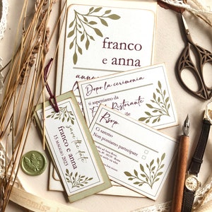Handmade Recycled Paper Wedding Invitations, Botanical Style Handcrafted Sustainable Wedding Invitations