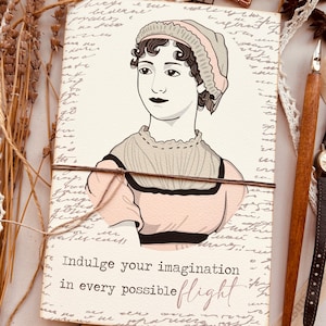 Quaderno Jane Austen fatto a mano in carta riciclata, quaderno artigianale Jane Austen, regalo per lei, regalo per scrittrici