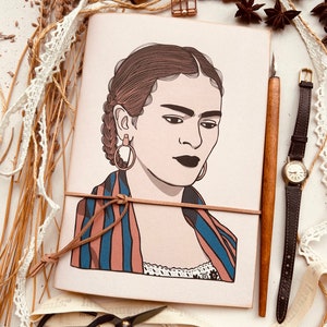Quaderno Frida fatto a mano in carta riciclata, quaderno artigianale ecosostenibile, regalo per lei