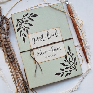 Guestbook fatto a mano in carta riciclata, libro degli ospiti per nozze stampato a mano ed ecosostenibile, guestbook personalizzato