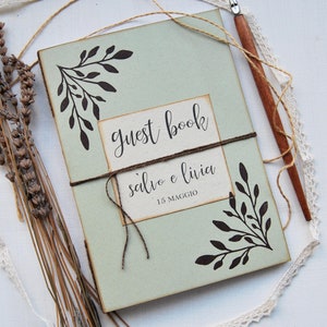 Handmade guest book with recycled paper, hand printed guest book for eco wedding, customized wedding guest book