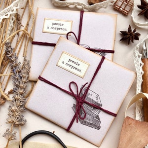 Idea regalo per amanti della lettura, set di cartoleria per lettori fatto a mano in carta riciclata, poesie a sorpresa
