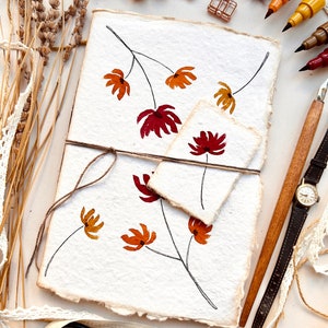 Quaderno dipinto a mano in carta artigianale, quaderno ecosostenibile in carta fatta a mano con biglietto di auguri, regalo per lei