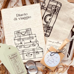 Eco box per chi ama viaggiare, set di cartoleria da viaggio con diario da scrivere, idea regalo per chi ama viaggiare, regalo per lei