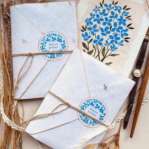 Set di cartoleria artigianale Semina parole con Semi di Non ti scordar di me, set da regalo di cartoleria fatta a mano, idea regalo per lei