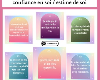 Cartes d’affirmations positives en français pour la confiance en soi et la croissance personnelle, pensées positives, 42 cartes à imprimer