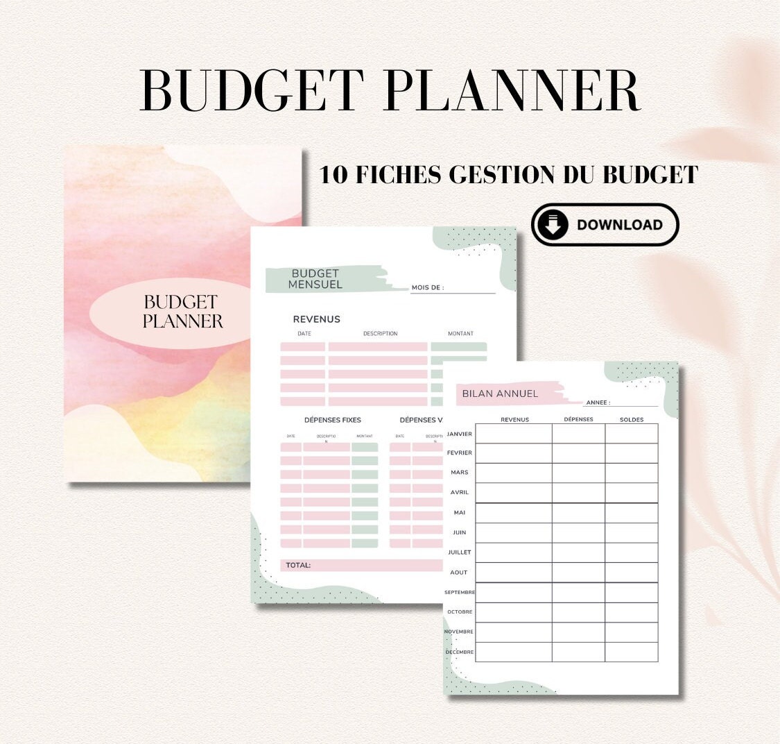 Budget planner Français, Budget Mensuel, Annuel, Personal finance,  Enveloppe budget, Tracker, Diary, PDF Imprimables, A4 -  France
