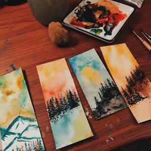 Handmade Watercolor Bookmarks - Double Sided and Laminated - Customizable - hand painted - gift for book lovers -