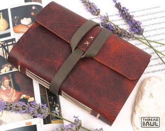 Hand crafted personalised mottled brown leather travel journal. Classic look and beautifully soft feel.
