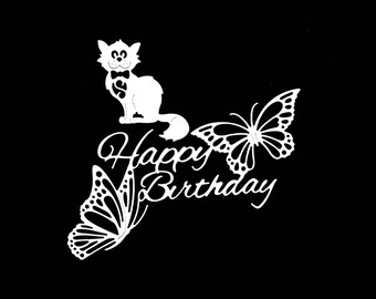 Cuts scrapbooking birthday happy birthday pet cat Butterfly embellishment die cut scrap album deco