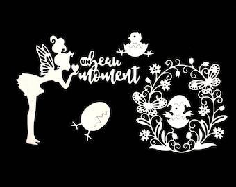 Cuts scrapbooking Easter egg chick fairy Flower Butterfly embellishment die cut paper cut out heart