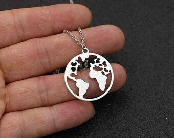 Fantaisie globe map Pendentif voyageurs 14k 2 tone or massif Cercle polonais 1//2/" charme