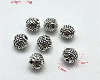 hole 4 mm,lot of 2 Pcs Infill pearl with spike antique silver metal,8 mm