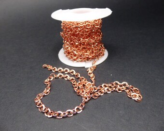 Chaine fine,métal or rose à maille ovale,vendu par 1 M