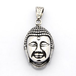 Buddhakopf-Anhänger aus Edelstahl, 4,3 cm
