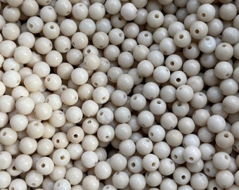 Perle en fossile naturelle,ronde,4 mm,lot de 40 perles