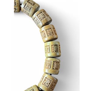 Tibetan ebony beads, engraved mantra, barrel, meditation, 11 mm, set of 4