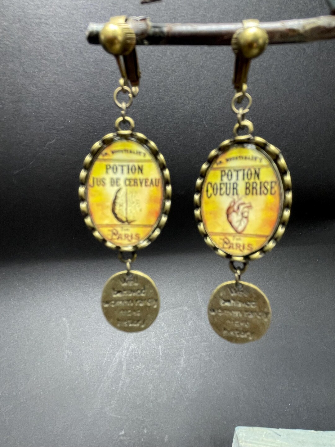 Time Machine Clip on Earring and Halloween Witch Potion Etsy