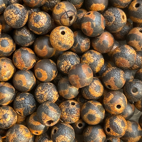Perles dzi agate naturelle Style tibétain ronde 8 mm,lot de 10 perles