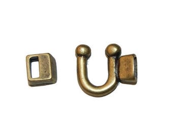 Embout fermoir,pour cuir plat,5 mm,métal bronze