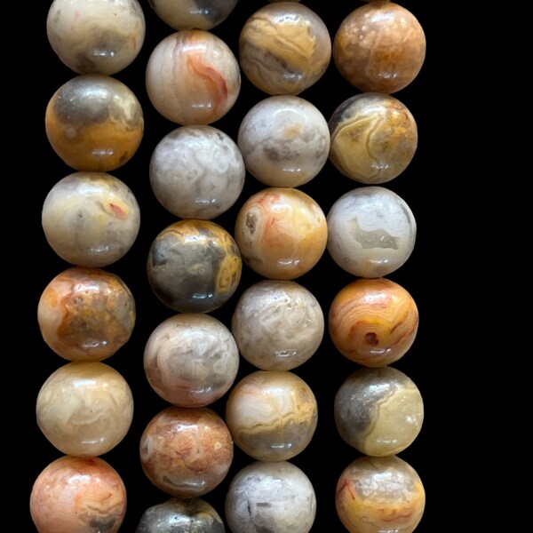 Perle agate Crazy lace 8 mm,lot de 10 perles